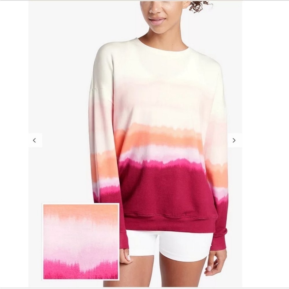 ATHLETA STUDIO TO SUMMER PLUM STREET PRINT BALANCE PULLOVER SWEATSHIRT
